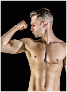 Leucine user flexing his muscles