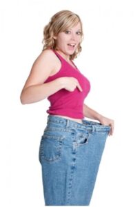 girl's jeans become lose due to belly fat loss